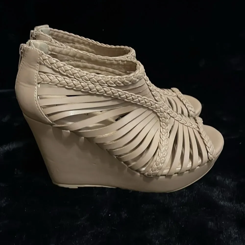 Torrid Zip Tan Wedge Sandals